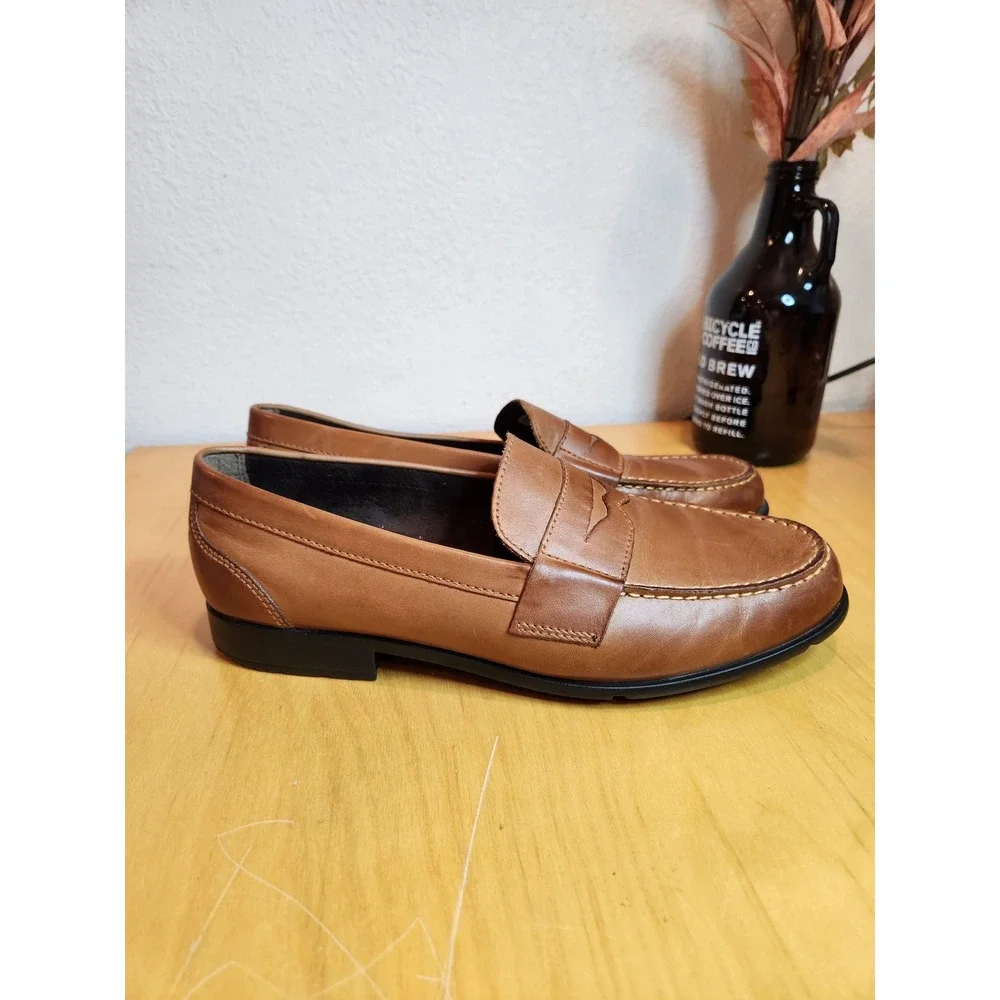 Rockport Mens‎ 11.5 Brown Leather Penny Loafers Walkability truTECH